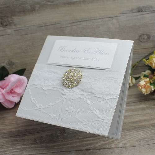Lace Wedding Invitation Card Foil Printing Customized Modern Invitation Card 